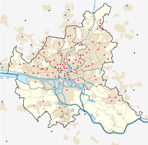 Kart over Hamburg med markører for hver supporter