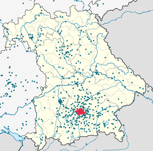 Mapa mesta Mníchov so značkami pre jednotlivých podporovateľov