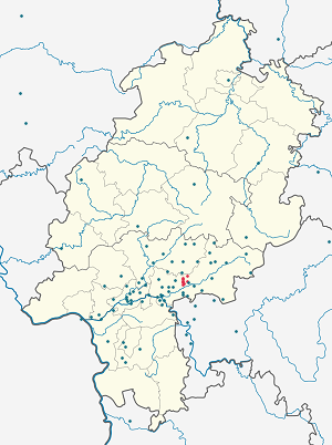 Kart over Gründau med markører for hver supporter