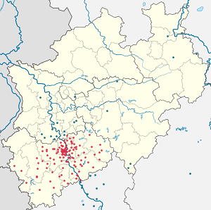 Zemljevid Regierungsbezirk Köln z oznakami za vsakega navijača