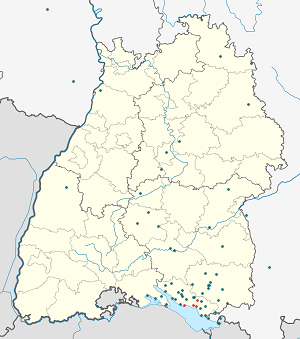 Kart over Verwaltungsgemeinschaft Friedrichshafen med markører for hver supporter
