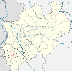 Kort over Kreis Düren med tags til hver supporter 