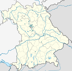 Mapa města Schwabach se značkami pro každého podporovatele 