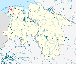 Karte von Landkreis Aurich mit Markierungen für die einzelnen Unterstützenden
