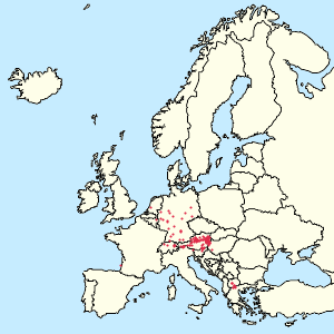 Karte von Europäische Union mit Markierungen für die einzelnen Unterstützenden