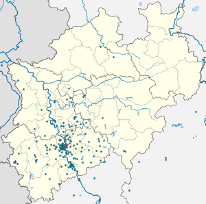 Mapa mesta Mülheim so značkami pre jednotlivých podporovateľov