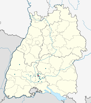 Mapa mesta Spaichingen so značkami pre jednotlivých podporovateľov
