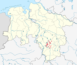 Mapa města Zemský okres Hildesheim se značkami pro každého podporovatele 