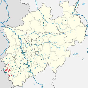 Harta lui Regiunea urbană Aachen cu marcatori pentru fiecare suporter