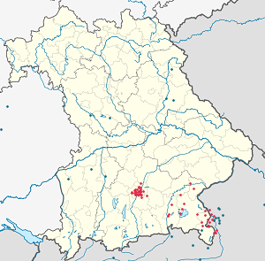 Mapa de Alta Baviera com marcações de cada apoiante