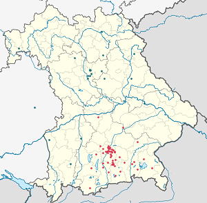 Map of Upper Bavaria with markings for the individual supporters