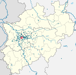 Mülheim an der Ruhr kartta tunnisteilla jokaiselle kannattajalle