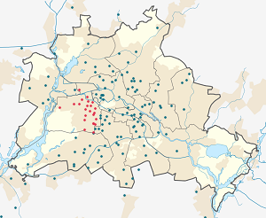 Kart over Charlottenburg-Wilmersdorf med markører for hver supporter