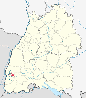 Karte von Freiburg im Breisgau mit Markierungen für die einzelnen Unterstützenden