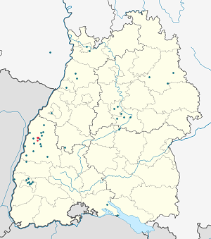 Карта на Офенбург с маркери за всеки поддръжник