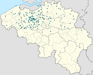 Mapa mesta Laarne so značkami pre jednotlivých podporovateľov