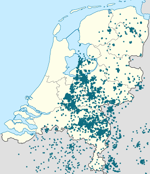 Mapa mesta Severné Brabantsko so značkami pre jednotlivých podporovateľov