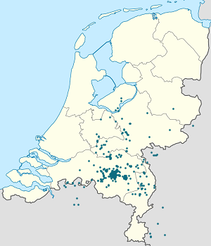 Kart over Breda med markører for hver supporter